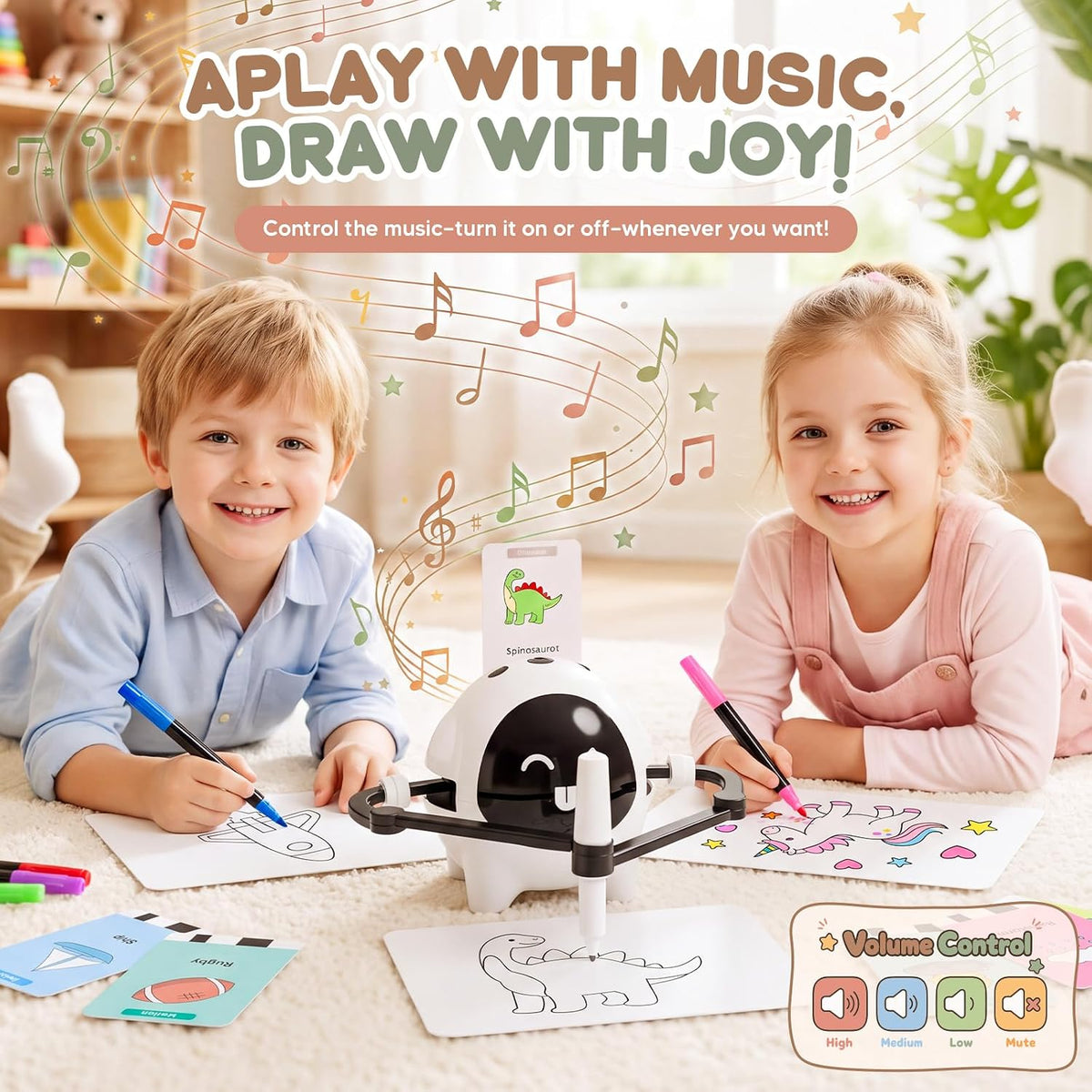 Robot de dibujo para niños con 200 tarjetas, juguete de aprendizaje para
