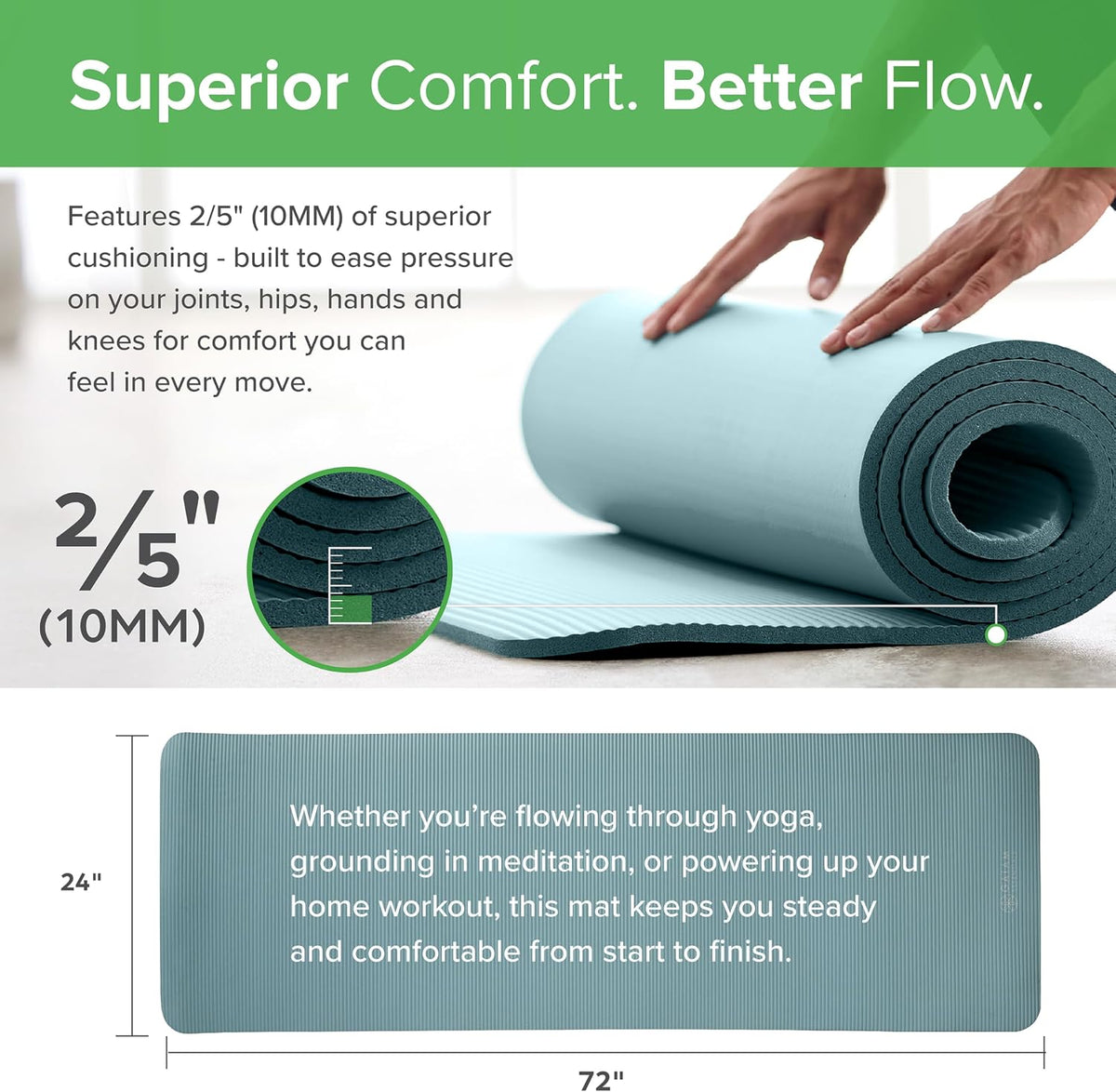 Gaiam Tapete de yoga grueso, esterilla de ejercicio y fitness con correa de