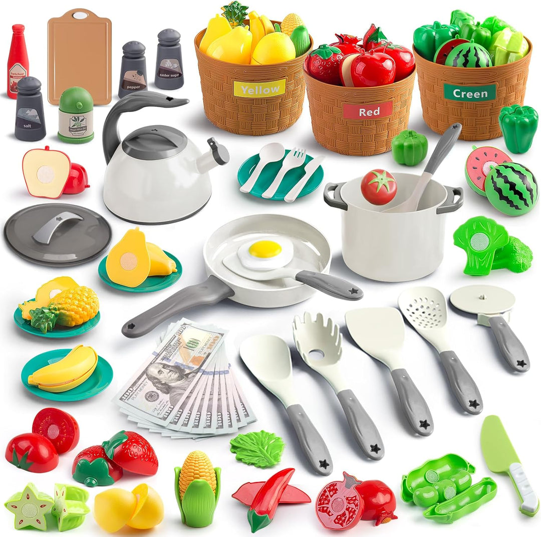 90 piezas de accesorios de juego de cocina, juego de cocina simulad...