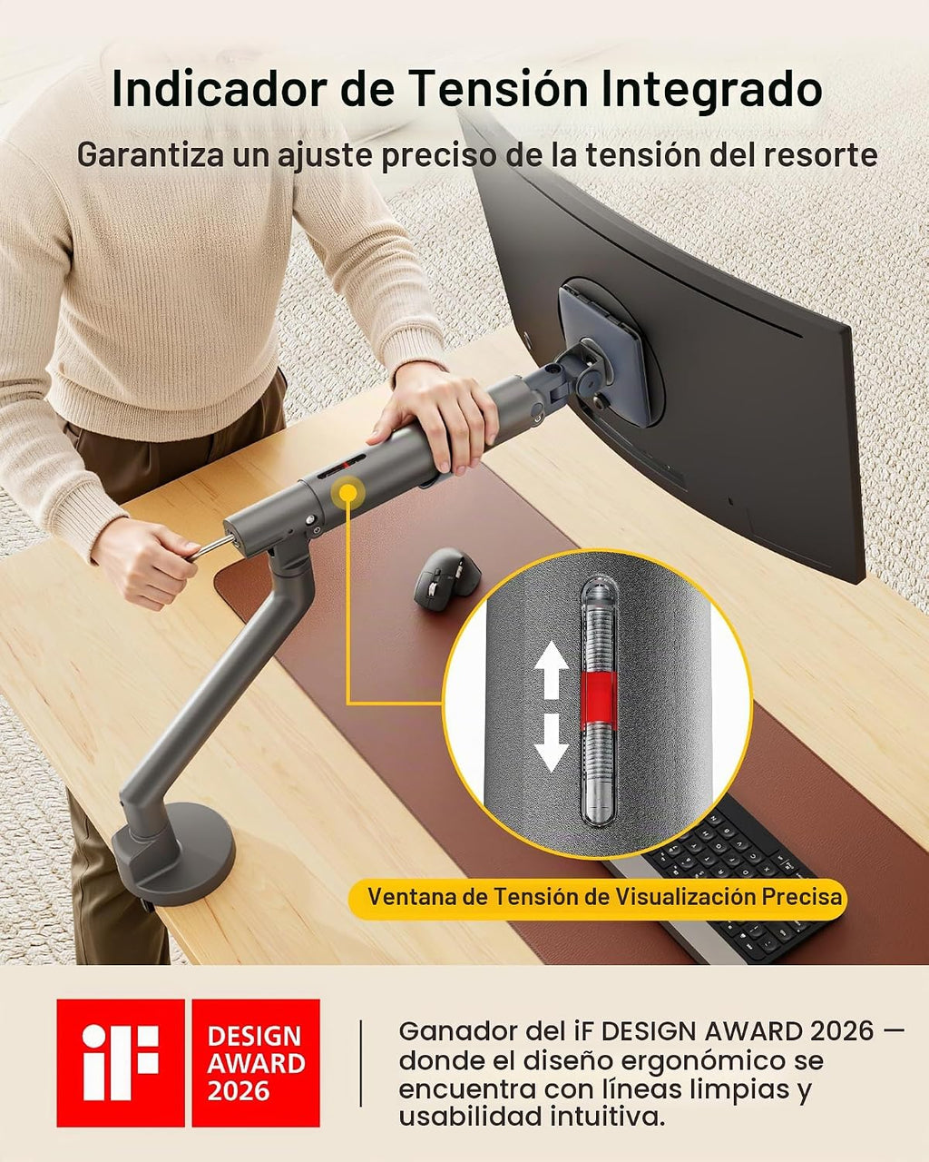 monTEK Brazo de monitor de aluminio para pantallas de 17-40", 26.4 libras