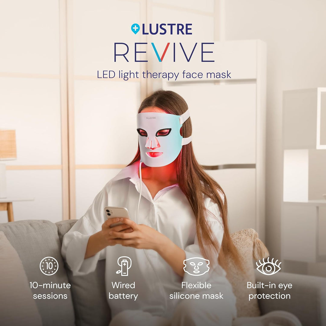 LUSTRE - Máscara facial LED para terapia de luz, máscara de luz roj...