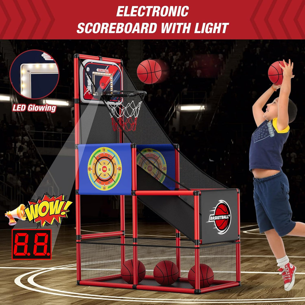 Juego de Baloncesto Arcade con Marcador Electrónico y Dardos