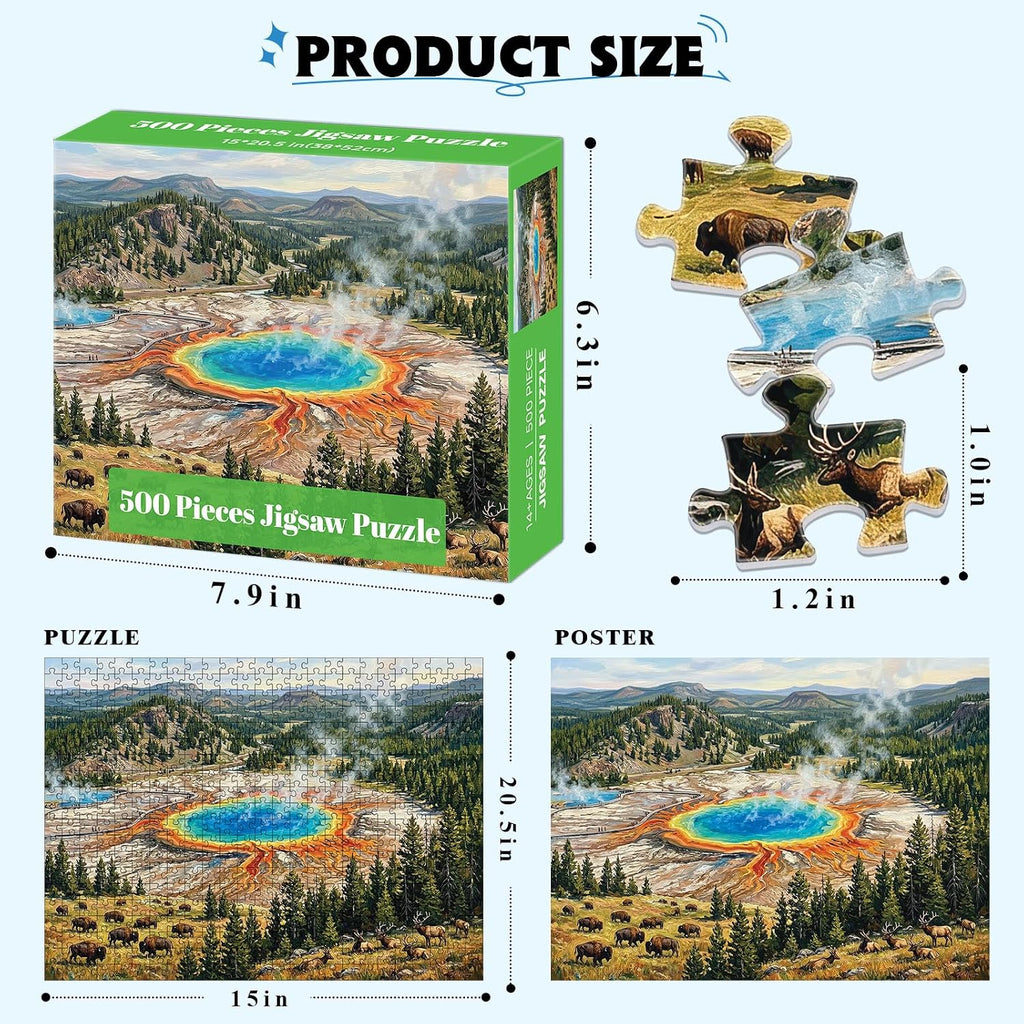 Paquete de 4 rompecabezas de 500 piezas para adultos, rompecabezas de parques nacionales para adultos de 500 piezas, rompecabezas de naturaleza difícil difícil y fresco de 500 piezas para adultos