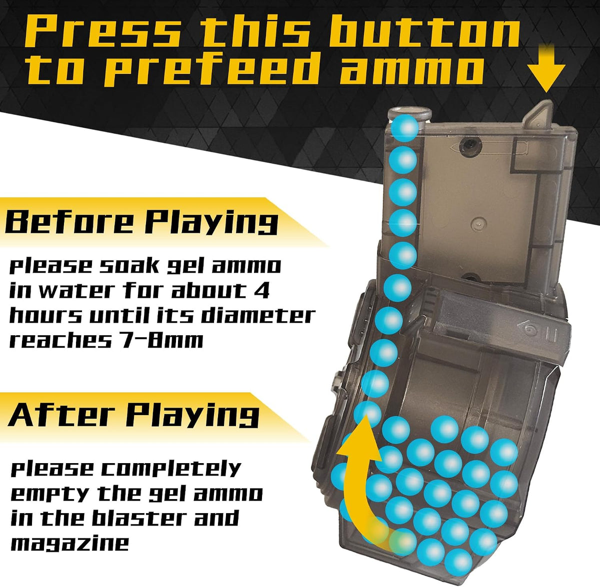 Gel Splat Blaster - Tamaño grande de 32 pulgadas - Luz LED - Accesorios ricos - Modo automático y manual - Batería recargable modular de 7.4 V - para mayores de 15 años