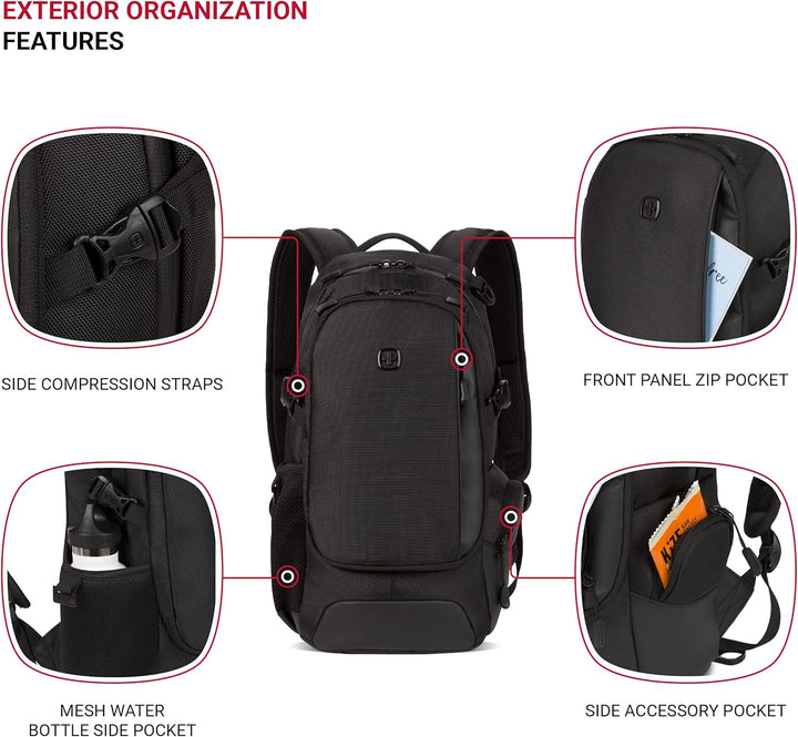 SwissGear 3598 - Mochila estrecha de día, negro (Black Ballistic)