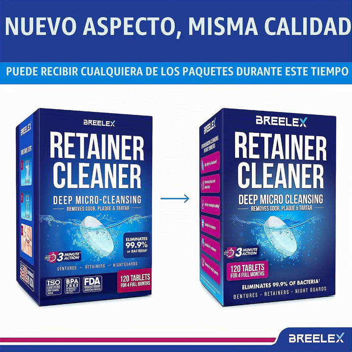 Breelex Tabletas limpiadoras de retenedores, 120 unidades para dent...
