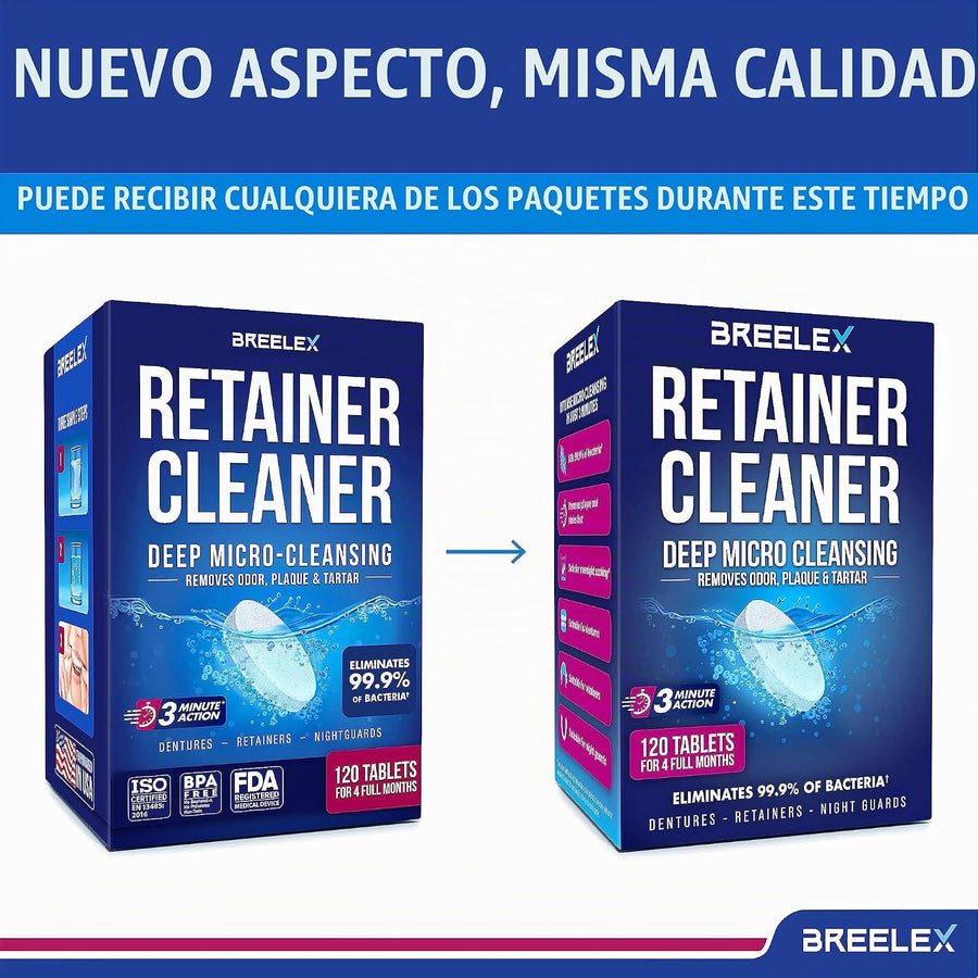 Breelex Tabletas limpiadoras de retenedores, 120 unidades para dent...