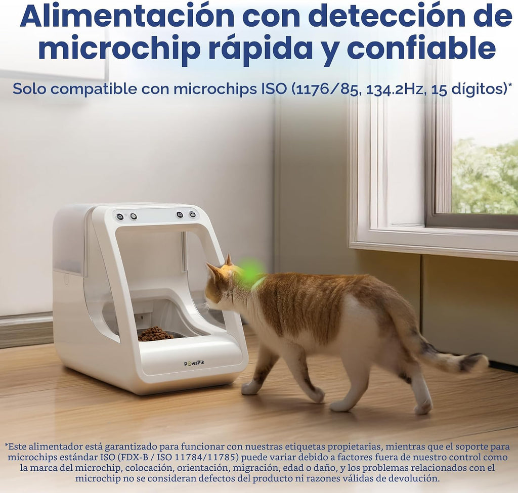 Comedero automático para gatos Microchip RFID, 16 tazas, color