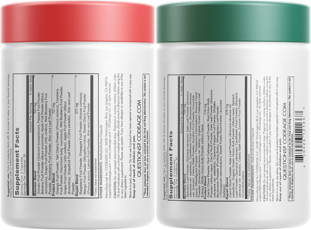 Codeage InstantFood Easy Veggies + Fast Fruits Bundle \u2013 Suplem...