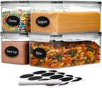 Recipientes grandes herméticos para almacenar alimentos con tapas, juego de 4 recipientes de almacenamiento de pasta de 3.2L a 102 onzas líquidas, recipiente de plástico sin BPA para espaguetis - Recipientes herméticos para organización de despensa de