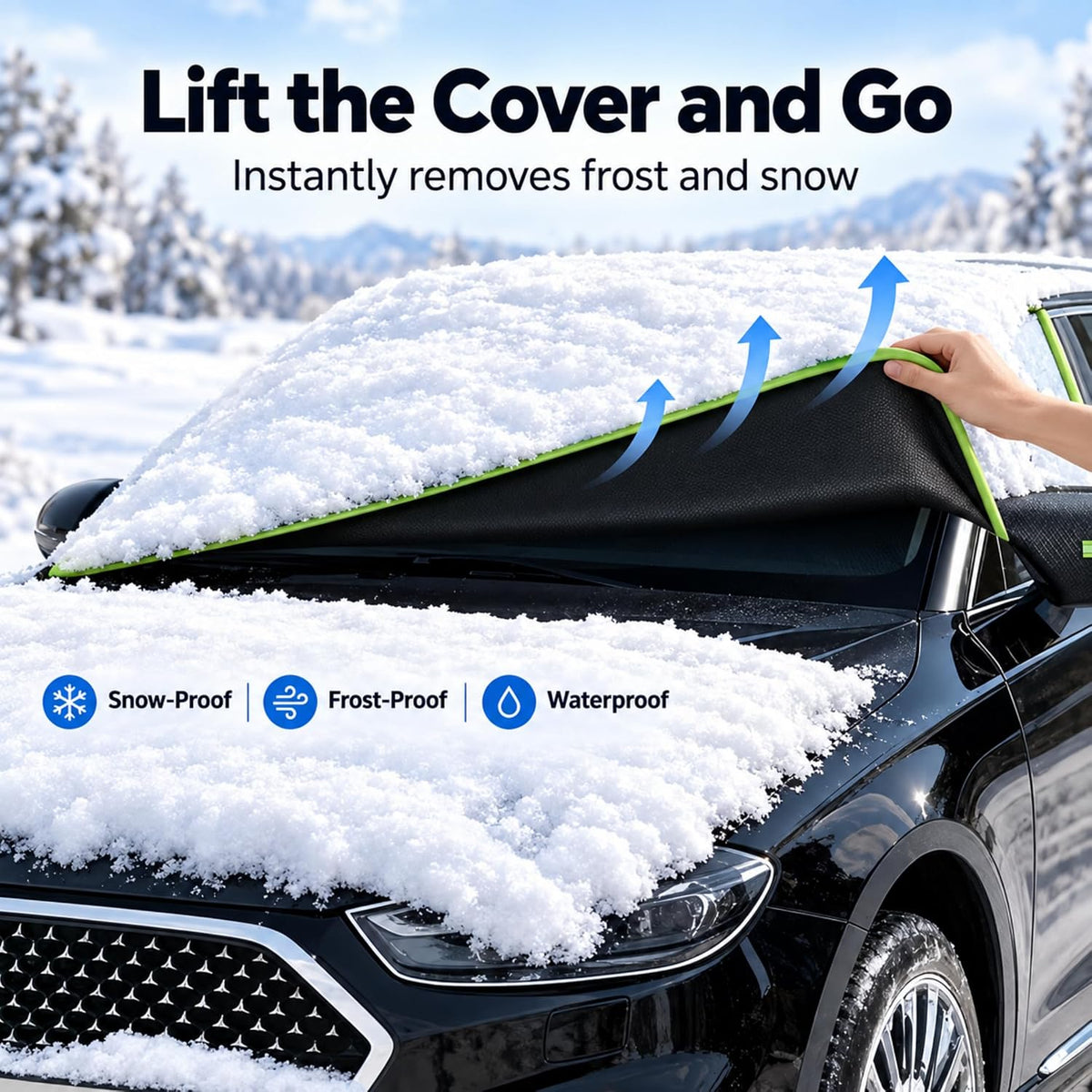 Cubierta de nieve para parabrisas, cubierta de parabrisas de automóvil para hielo y nieve, cubierta magnética para parabrisas con ventana lateral 26725