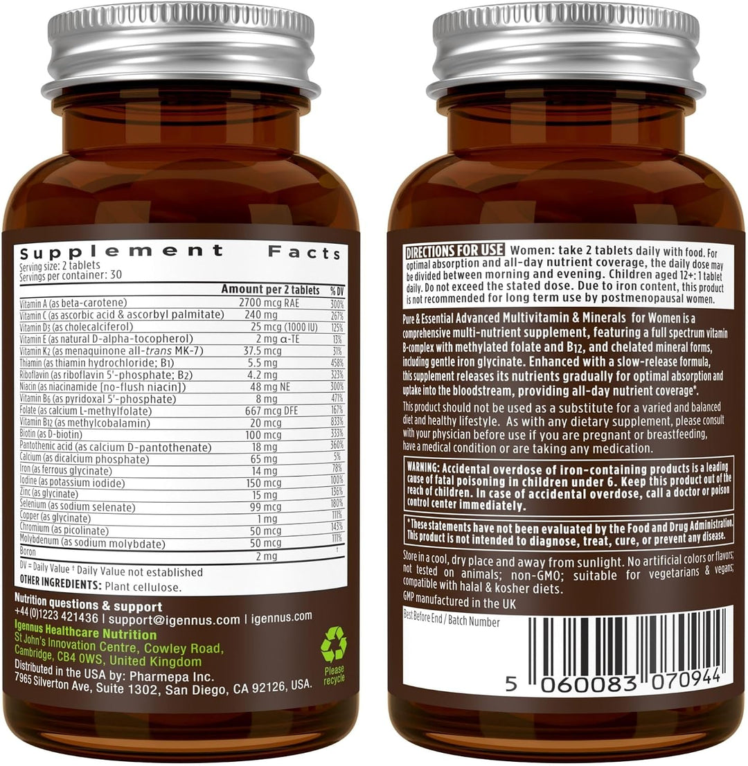 Multivitamínico y minerales para mujeres + paquete vegano de comple...