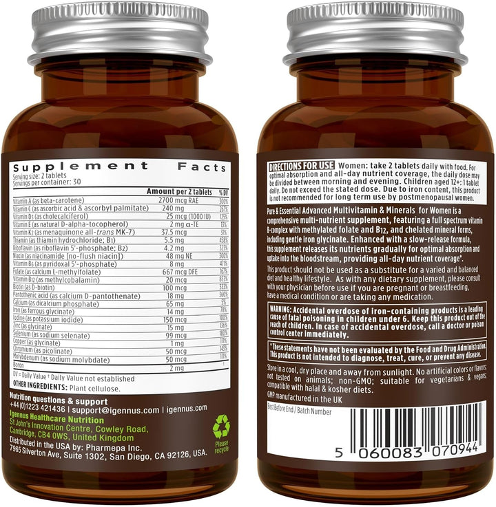 Multivitamínico y minerales para mujeres + paquete vegano de comple...