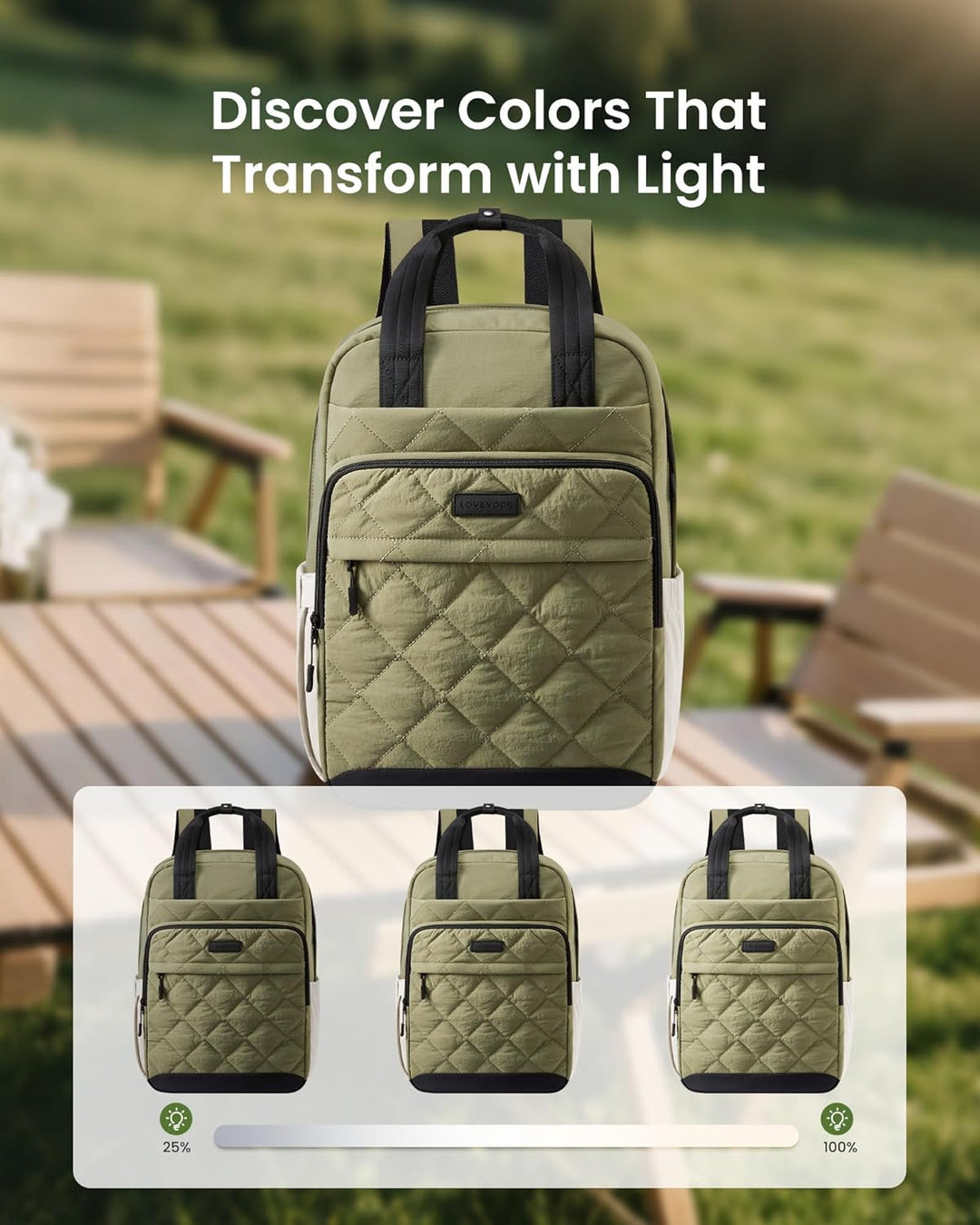 LOVEVOOK Mochila acolchada para mujer, mochila acolchada de viaje.,...