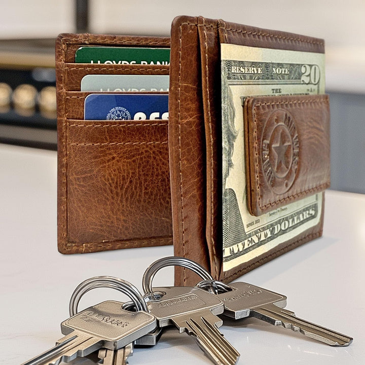 MID WEST RANGE Billetera plegable con clip de dinero para hombre, c...