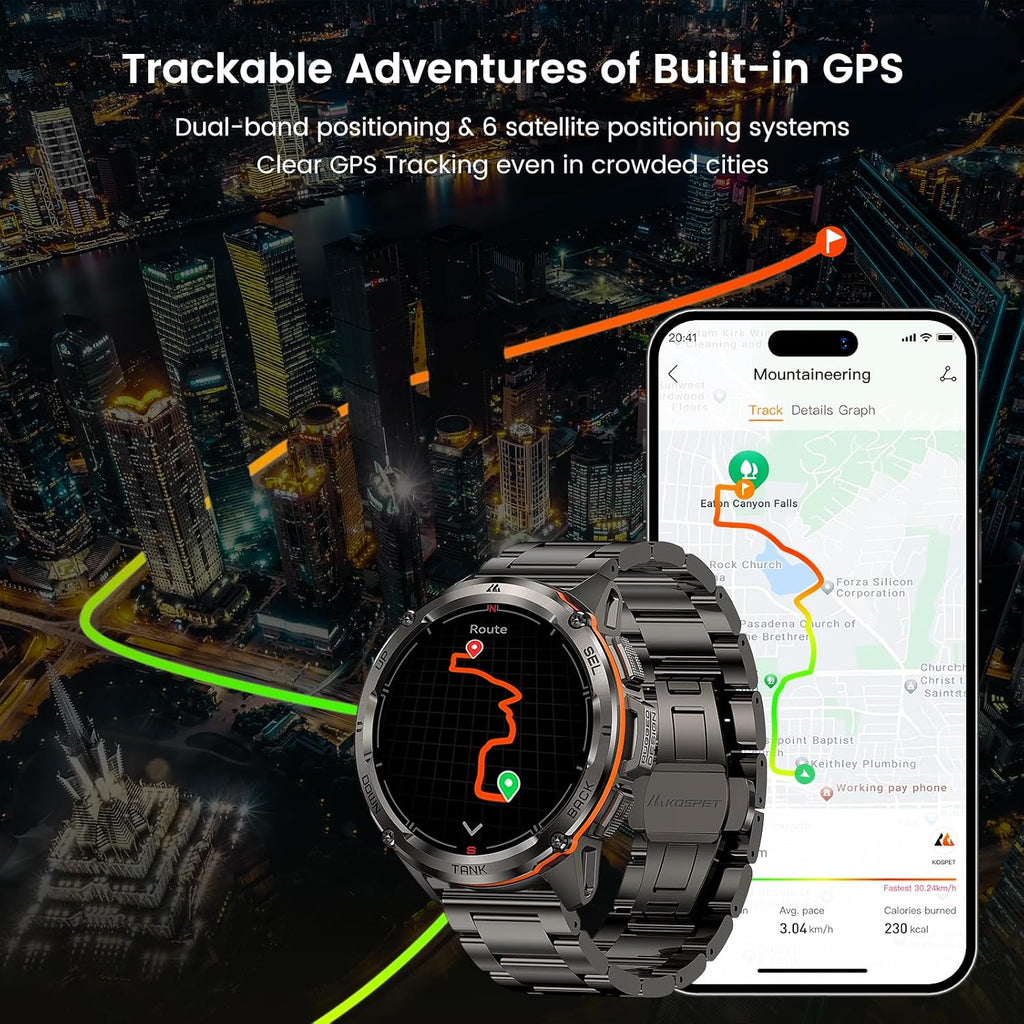 T3 Ultra Smart Relojes para hombre, GPS, resistente, cuerpo de acero inoxidable