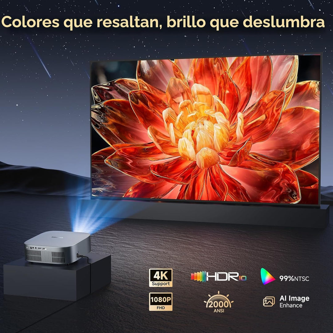 Proyector de corto alcance 4K con WiFi y Bluetooth, proyector intel...