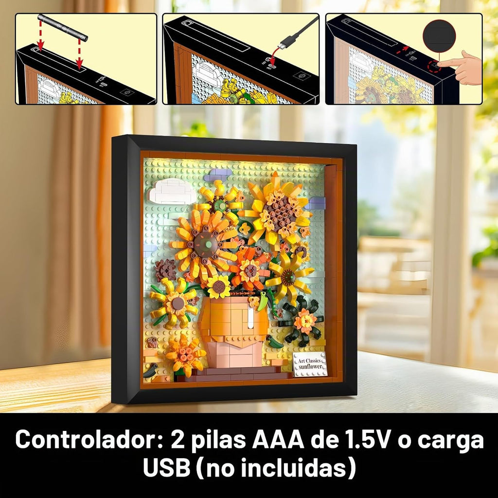 HOGOKIDS Juego de construcción de flores girasol con luces Colección