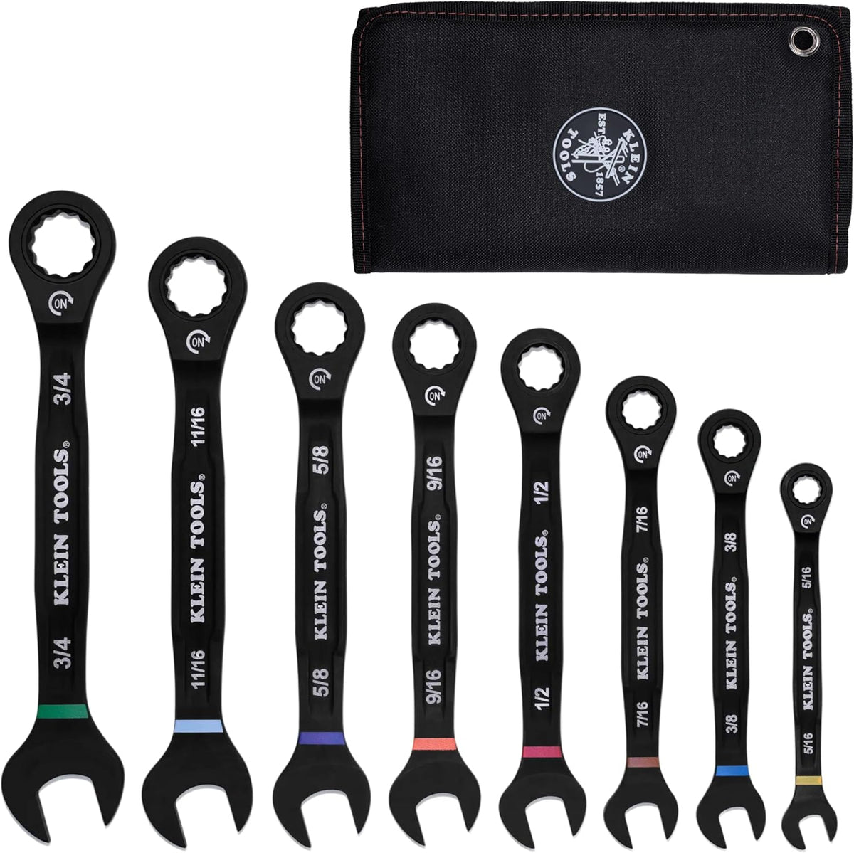 Klein Tools 69408G - Juego de llaves combinadas de trinquete, SAE, 8 piezas