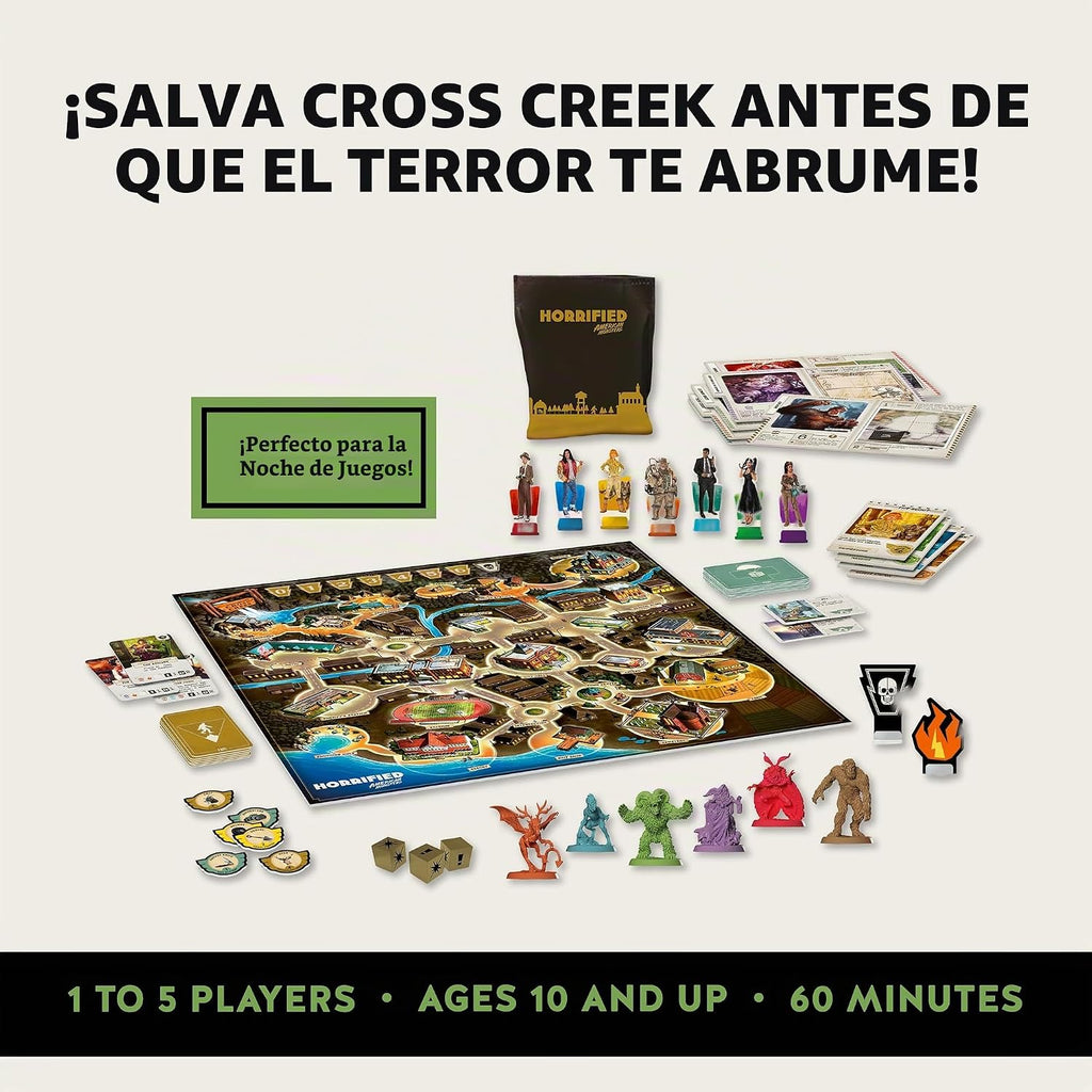 Ravensburger Horrified Games - American Monsters - Juego de mesa de estrategia - Impulsa el pensamiento crítico y el trabajo en equipo - Juego cooperativo - Desafíos únicos de monstruos - 1 a 5
