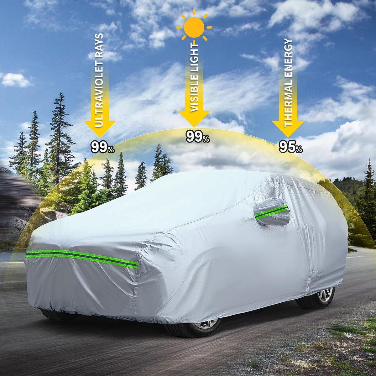 Funda Universal Completa para Automóvil de 6 Capas para Exteriores Engrosada para Todo Clima, Protector Solar, Impermeable, A Prueba de Nieve, A Prueba de Rayos UV, A Prueba de Rayones