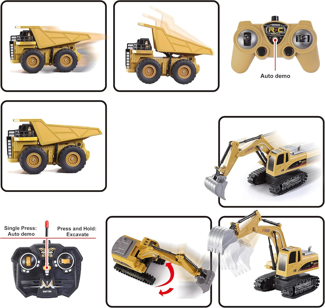JOYIN Juego de 2 vehículos de construcción a control
