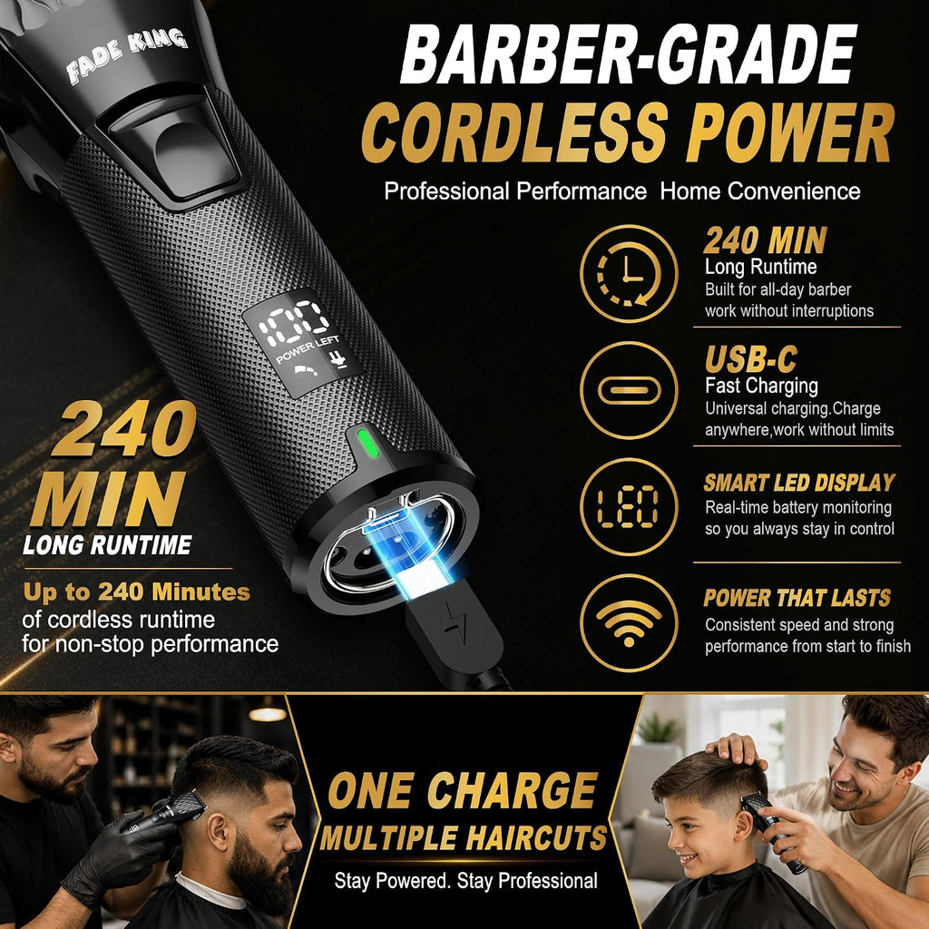 FADEKING Cortadora de pelo profesional para hombres, kit de recortadora y