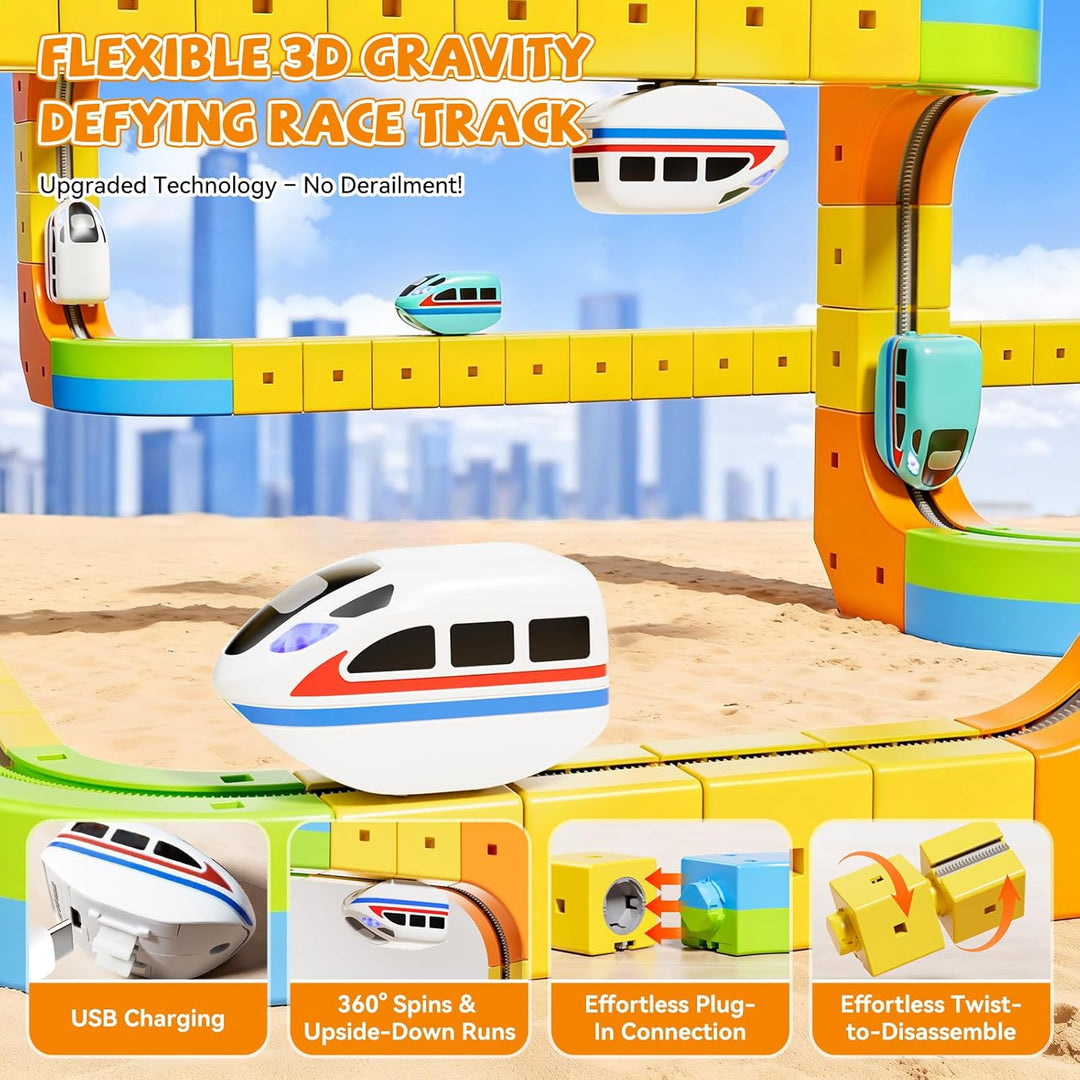 Juego de tren eléctrico mejorado, pista infinita 3D con pistas flex...