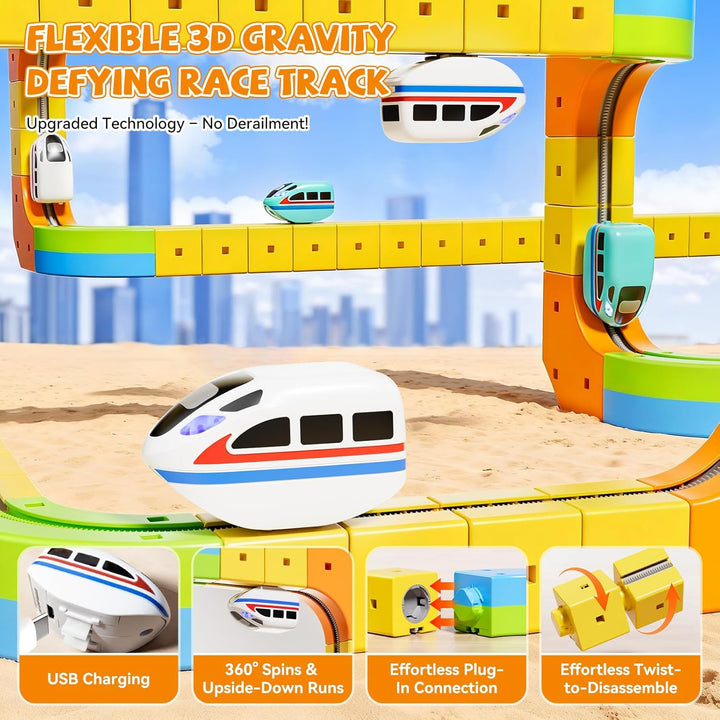 Juego de tren eléctrico mejorado, pista infinita 3D con pistas flex...