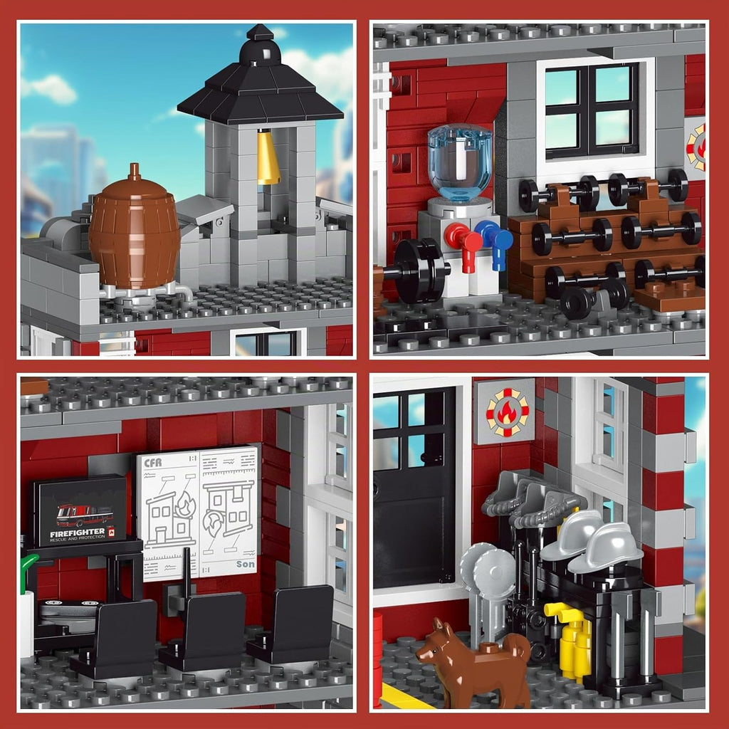HSANHE - Juego de construcción de rescate de bomberos de la ciudad, compatible con bloques de construcción de camiones de bomberos, regalos de cumpleaños para niños y adultos (1823 piezas)