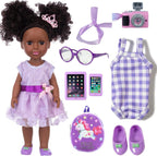 ZNTWEI Muñecas Negras de 14.5 Pulgadas y Accesorios de Ropa para Muñeca Bebé Negra