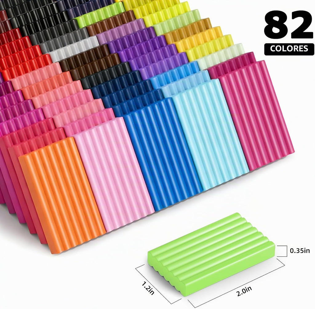 Kit de arcilla polimérica de 82 colores, arcilla para hornear al