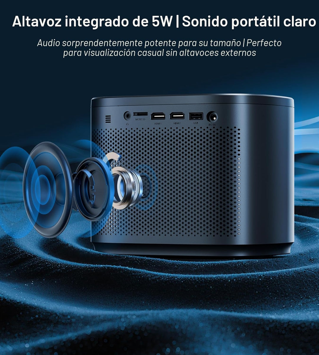 Miroir Mini proyector, proyector HD para el hogar con altavoz incor...