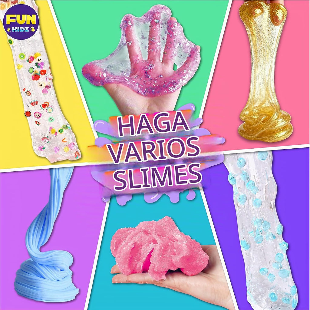 FunKidz - Juguete enorme de 4 libras para niños, cubo de slime transparente y cristalino de 64 onzas líquidas, regalo con 29 juegos de complementos, kit de slime jumbo para niñas y niños regalo de