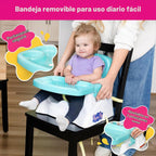 Asiento Elevador Peppa Pig con Bandeja, Silla de Comedor para Niños para Mesa de Cocina con Bandeja Ajustable, Portavasos y Correas de Seguridad, Portátil, Fácil de Limpiar, Se Ajusta a la Mayoría de