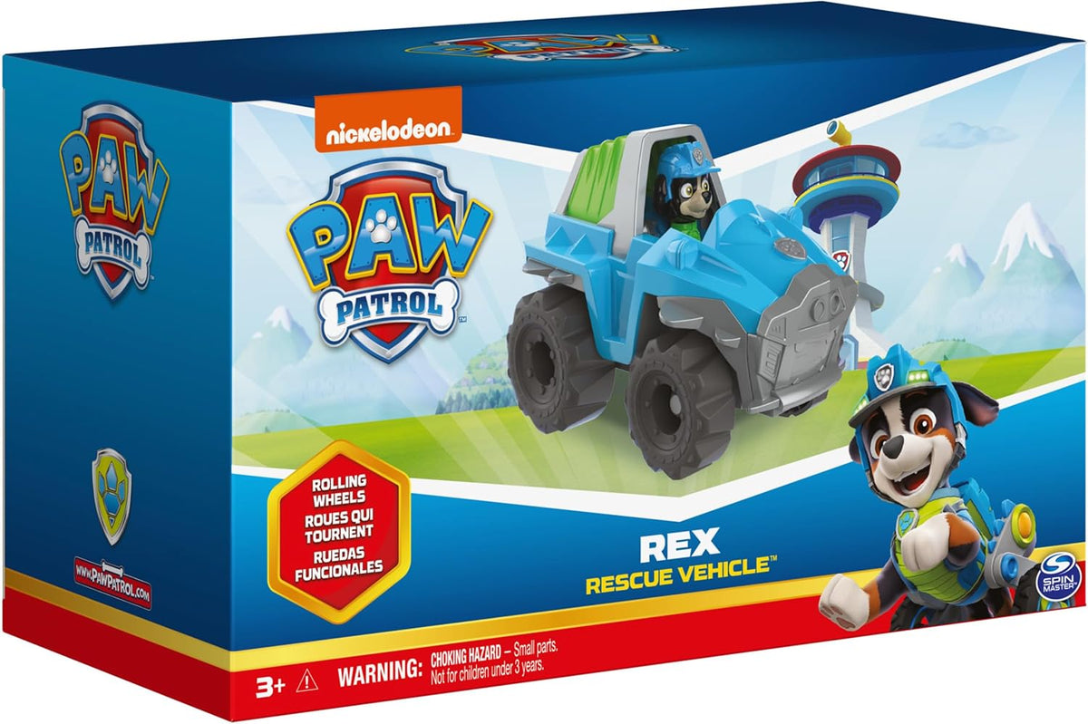 Paw Patrol, Vehículo de Rescate de Dinosaurios de Rex con Figura de Acción Coleccionable, Juguetes para Niños a partir de 3 Años
