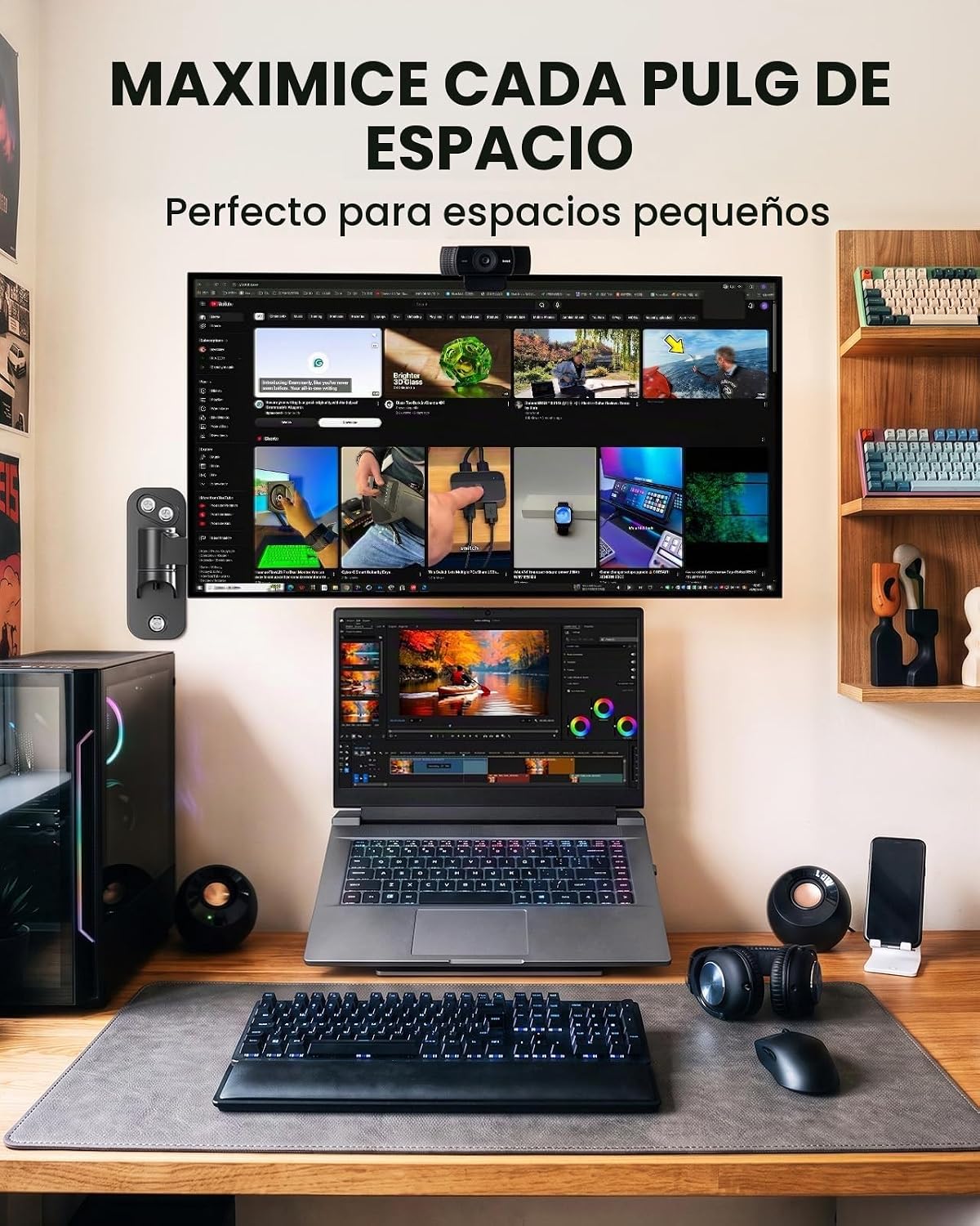 ErGear Soporte de pared para monitor, 13-34 pulgadas, 19.8 libras, brazo