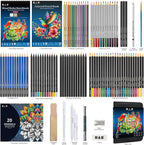 H & B Kit de boceto de 101 piezas para adultos con 3 libros y estuche con