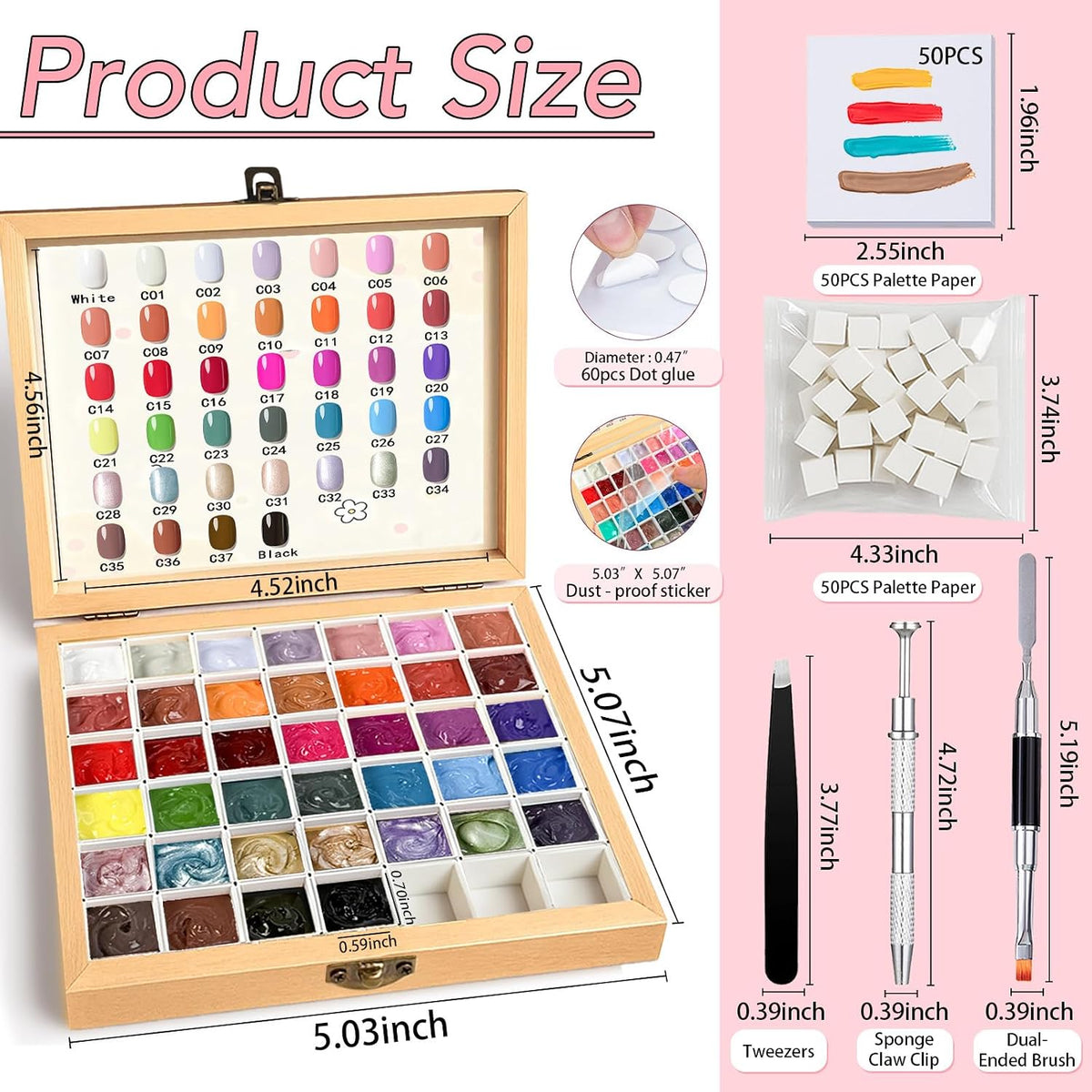 GZIXBDA Kit de Gel de Pintura con Esponja y Herramientas, 39 Colore...