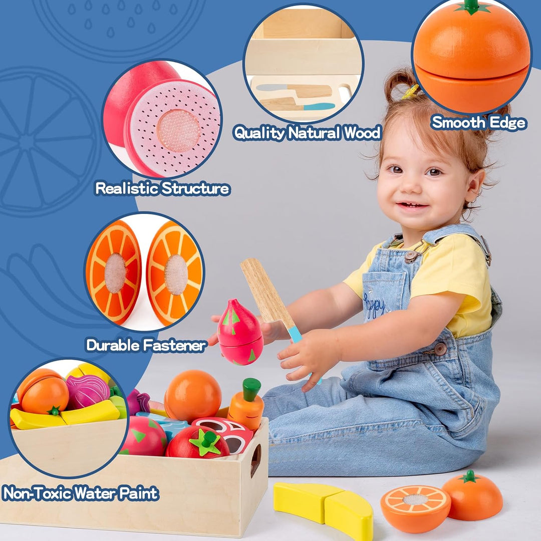 Juegos de comida de juego de madera para niños, accesorios de cocin...