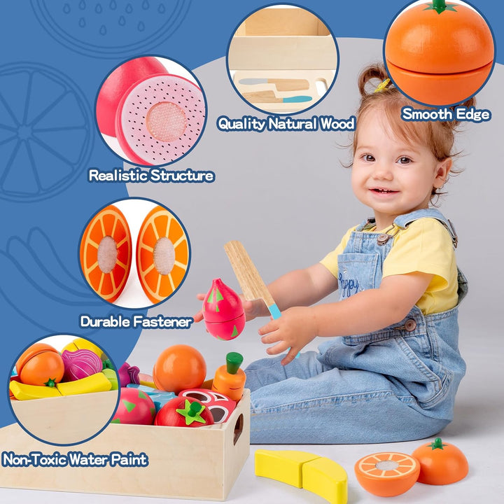 Juegos de comida de juego de madera para niños, accesorios de cocin...