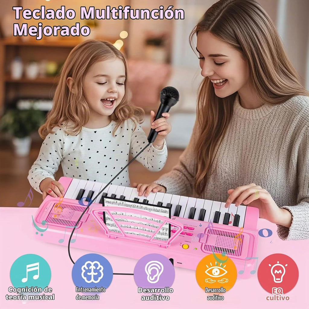 37 Keys Kids teclado Piano con Music Stand, Microphone, Musical Toys