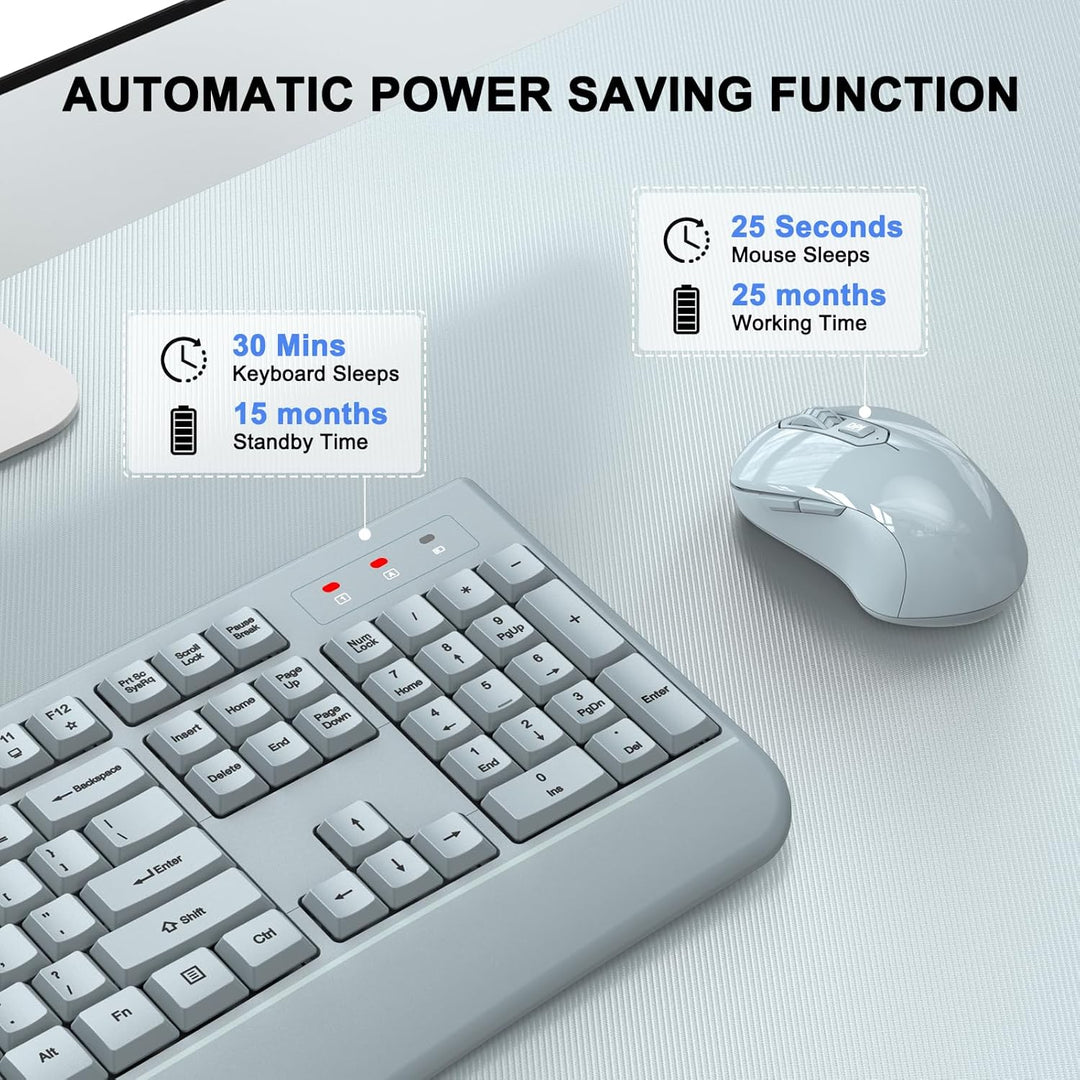 ULSOU - Combo de teclado y mouse inalámbricos, teclado ergonómico d...
