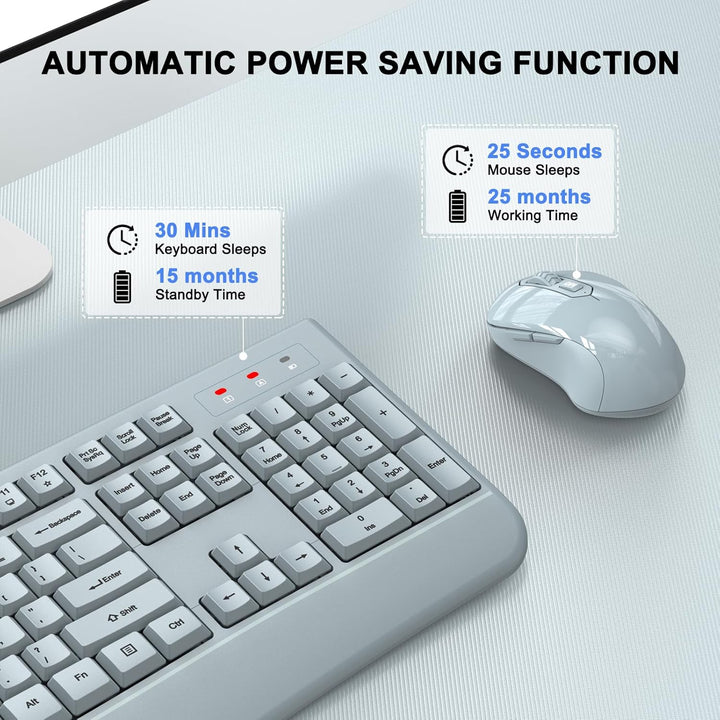 ULSOU - Combo de teclado y mouse inalámbricos, teclado ergonómico d...