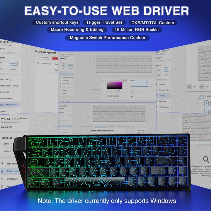 AULA WIN68 HE Teclado Mecánico para Juegos 60%, Interruptor Magnéti...
