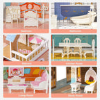 ROBUD Casa de Muñecas de Madera con Muebles Azul para Niñas de 3-6