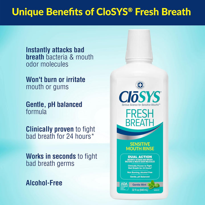 CloSYS Enjuague Bucal, 32 Onzas, 3 Unidades, Enjuague Bucal para Al...
