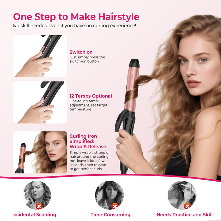 Dual Voltage Curling Iron Travel 2 in 1 Curl and Straightener (110V...
