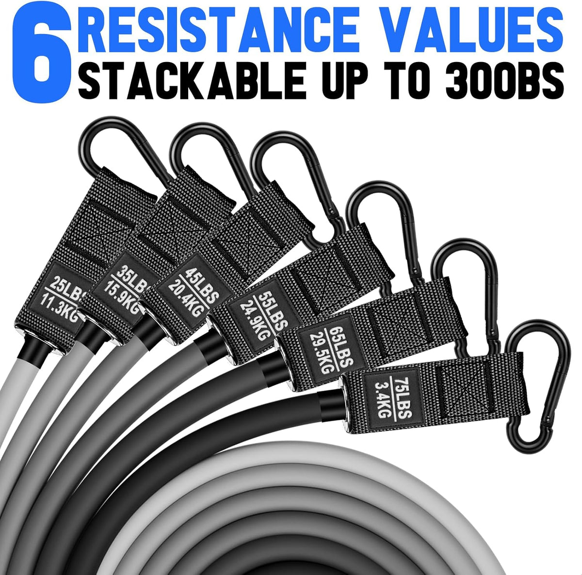 Bandas de Resistencia Pesada para Entrenamiento, 300lb/360lb/420lb Bandas de Ejercicio con Mangos, Anclaje para Puerta, Correas para Tobillo, Equipo de Gimnasio en Casa para Entrenamiento de Fuerza y Estiramiento