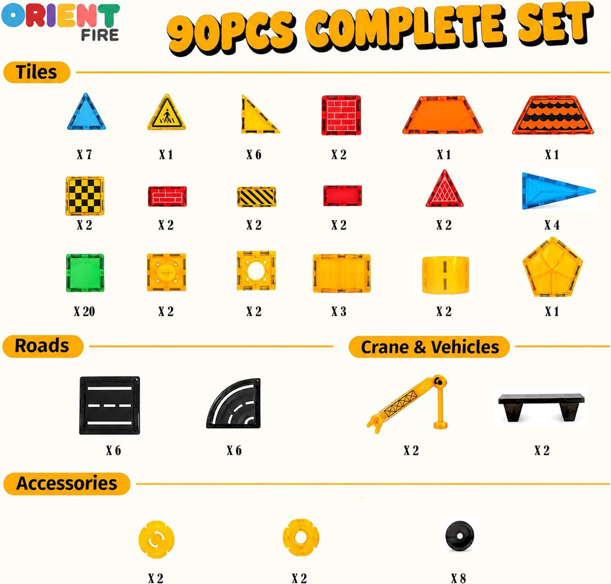 Juego de construcción de azulejos magnéticos, 90 piezas STEM juguetes de